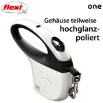 flexi ONE автоматичен повод за кучета, бял, 5 м - бял/черен, Среден - Image 5