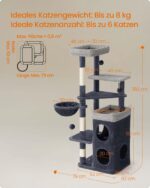 Feandrea котешка катерушка с 3 платформи и къщичка, висока 150 см - Image 7