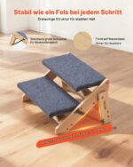 VEVOR Стълба за кучета 370x470x260 mm, 2-степенна, сгъваема дървена - Дървен цвят + Синьо, 14,57 x 18,5 x 10,24 инча / 370 x 470 x 260 мм - Image 3