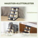 PawHut Стълба за котки и кучета 4 стъпки Плюш Сив 60 x 42 x 61 см - Модел 1 - Image 5