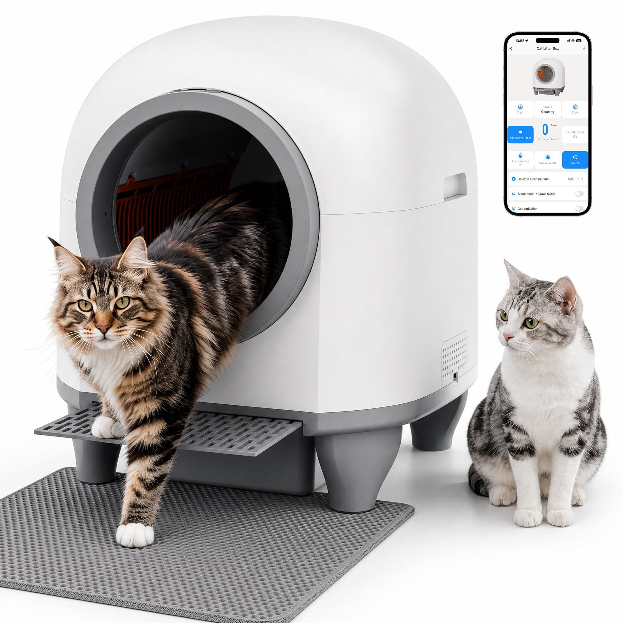 819yBMVQNjL.jpg TRIUMPHKEY Самопочистваща котешка тоалетна XXL, 90 л, с приложение - Image 1