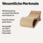 Amazon Basics Котешка драскалка с легло и играчка, 87,1×30×30 см, дървесен цвят - Бежов, 87,1 x 30 x 30 см - Image 2