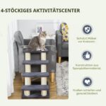 PawHut Стълба за котки и кучета 4 стъпки Плюш Сив 60 x 42 x 61 см - Модел 1 - Image 6