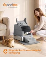 Feandrea Котешка тоалетна от неръждаема стомана, с капак, затворена, 2 входа - Image 2