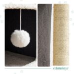 Relaxdays Котешка къща 3-етажна с топка и драскалка, сива - Image 9