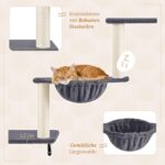 Yaheetech Стена за катерене за котки с котешко легло и кош тъмносив - Image 6