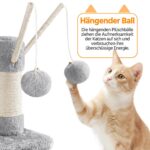 Yaheetech Котешка катерушка 170 см с 3 играчки и топка светлосиво - Image 7