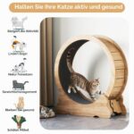 Mondeer Котешко колело за бягане, 90 см, дърво, с килимче - Image 4