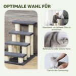 PawHut Стълба за котки и кучета 4 стъпки Плюш Сив 60 x 42 x 61 см - Модел 1 - Image 4