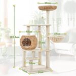 Yaheetech Котешка катерушка 138 см с прозрачна акрилна лежанка - Image 3