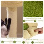 FANTASK Многоетажна котешка катерушка с къща и платформи, Зелен + Кафяв - Image 5