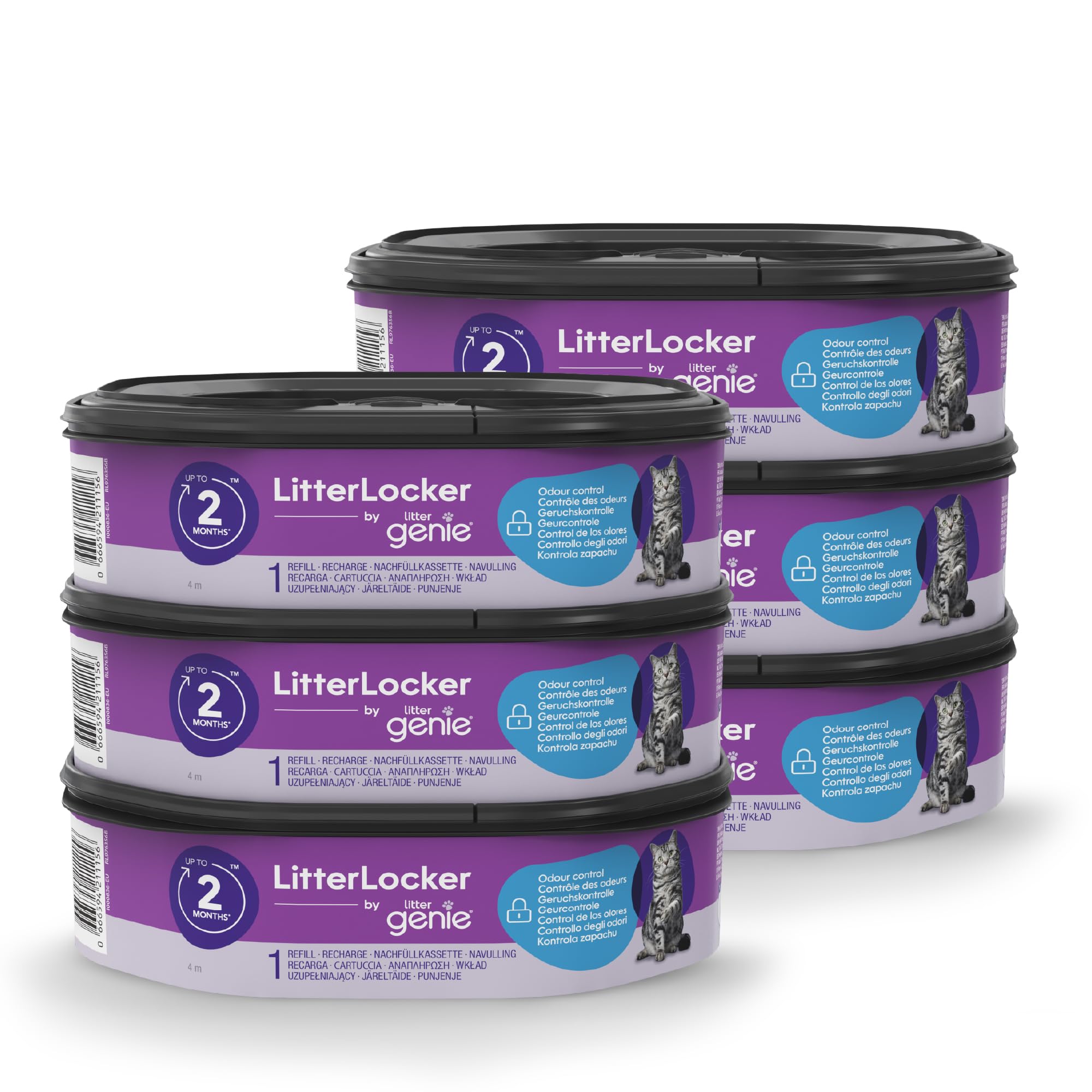 81f-JqD0NwL.jpg Litter Genie LitterLocker, 6 броя сменяеми касети с бариера срещу миризми - Лилав, 35 см - Image 1