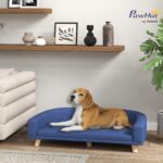 PawHut легло за кучета с облегалка 98 x 67 x 25 см Синьо - Image 2