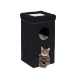 Relaxdays легло за котки, 76 x 40 x 40 см, черно, с 3 нива - Черен
