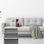 Relaxdays стълба за кучета и котки, 3 стъпала, с място за съхранение, сива/бяла - Сив, Бял, 39 x 40 x 49 см - Image 3