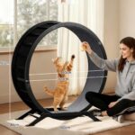 GTPLAYER колело за бягане за котки, 100 см, черно, метално, с килимче и играчка - Image 8