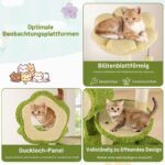 FANTASK Многоетажна котешка катерушка с къща и платформи, Зелен + Кафяв - Image 2