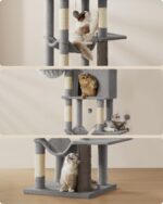 Feandrea Голяма котешка катерушка, 174 см, XL, с 2 къщички, 2 легла - Image 5