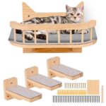 Catit стенен рафт за котки с хамаци и 3 стъпала - естествен цвят, 52 x 36 см