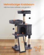 Feandrea компактна котешка катерушка с драскалка и платформи, 115 см - Image 4