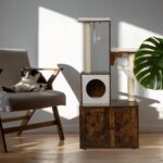 Relaxdays Котешка катерушка с шкаф за котешка тоалетна, 128x95x52 см - Image 2