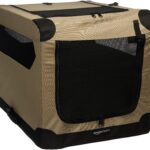 Amazon Basics Преносима мека сгъваема клетка за куче или котка, S, Кафява