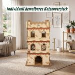 Relaxdays Котешка крепост, 3 етажа, картонена къща за рисуване, кафява - Image 2
