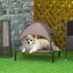 PawHut Повдигнато легло за кучета с балдахин 61 x 46 x 62 см кафяво - Image 2