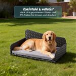 Relaxdays легло за кучета Rattan, XL, 38x87x49 см, сиво - Image 3
