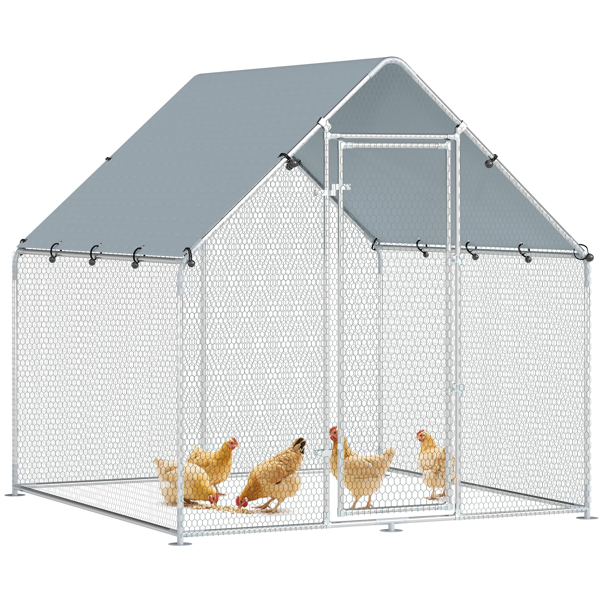 91qkrk-O-9L.jpg PawHut външно заграждение 2x2x2 м за гъски, сребристо - Image 1
